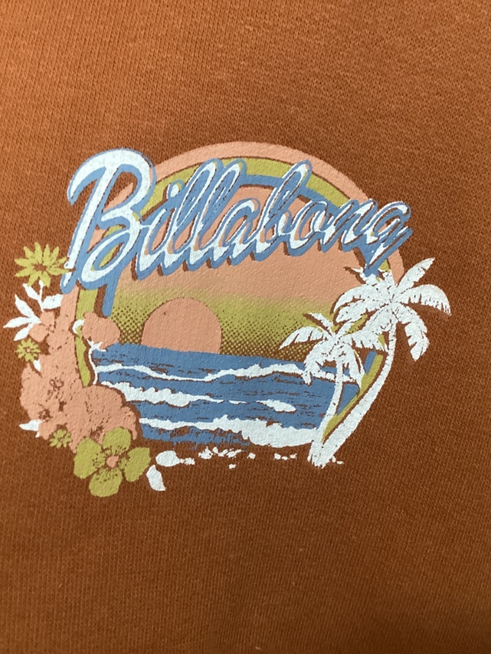 Billabong Women’s Lazy Daze Cropped Hoodie Burnt Orange Rust Small  NWT Surf - Picture 3 of 13